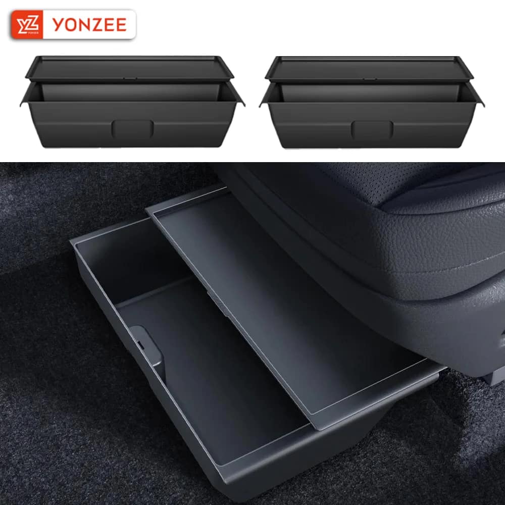 YZ For Tesla Model 3 Y Juniper YL Launch Under Seat Storage Box Case Car Seat Organizer Vehicle Underseat Drawer Tray Accessory