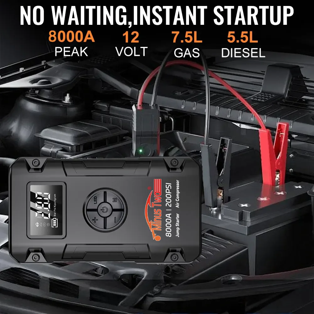 Professional Car Jumpstarter Multifunction 12v Battery Booster Super Compressor Power Bank Jump Starter Air Pump