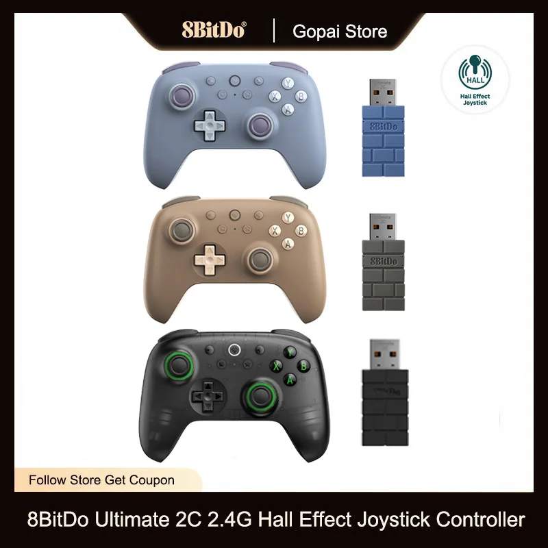 8BitDo Ultimate 2C Wireless Gaming Controller Hall Effect Joystick for Windows 10,11 Steam Deck
