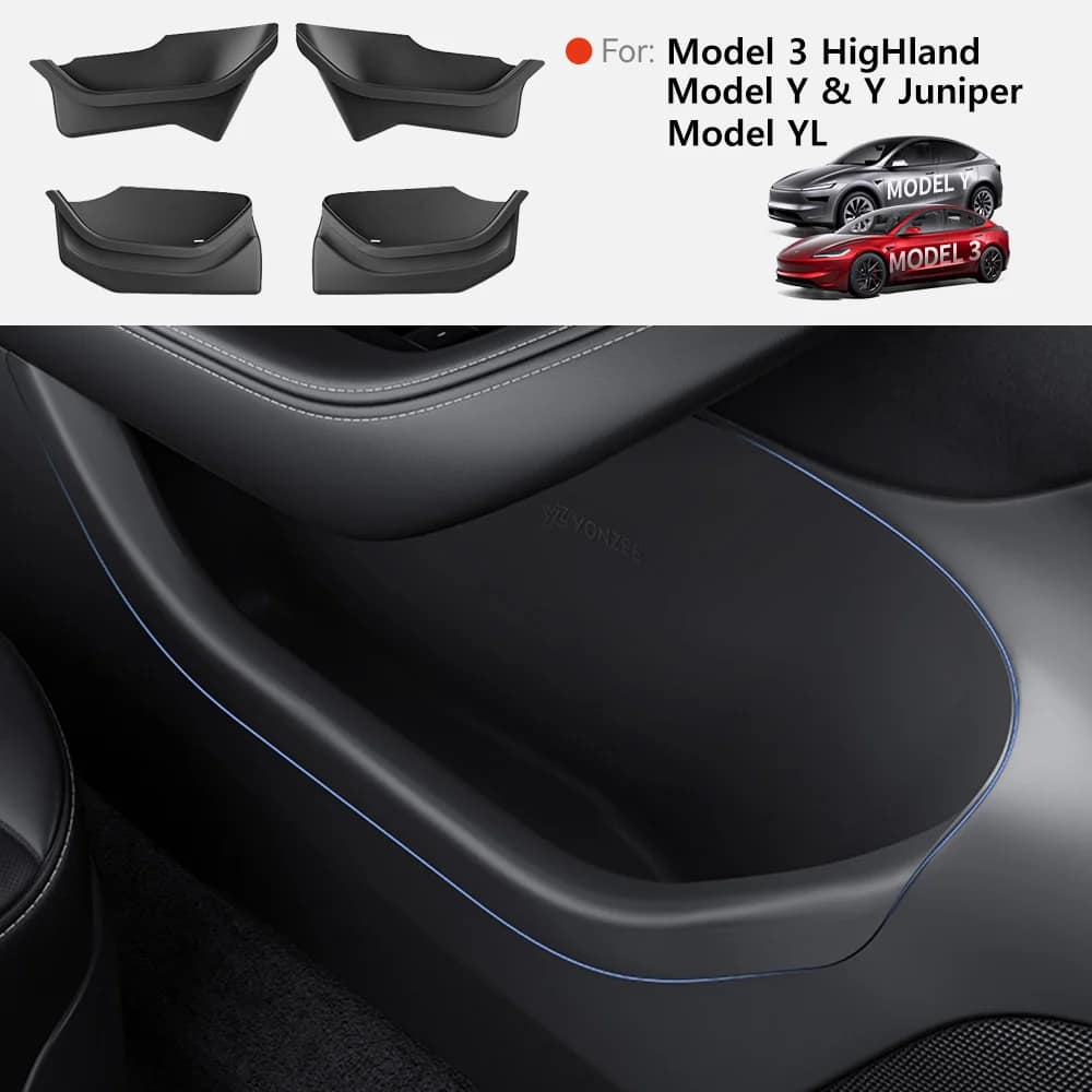 YZ Car Door Side Storage Box For Tesla Model Y 3 YL Juniper Highland Door Organizer Tray Trash Can Interior Accessories