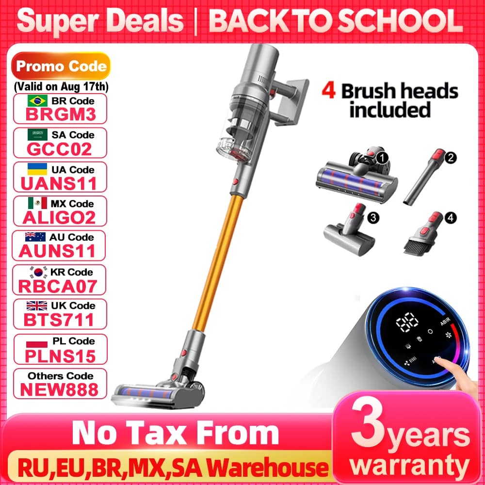 ABIR VC205 Cordless Handheld Vacuum Cleaner,27000PA,Touch Screen,Smart Dust Sensor,Auto Speed Control for Home Bed Carpet Clean