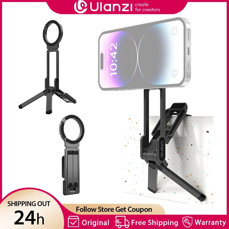 Ulanzi MA38 MagLock Phone Holder Stand Foldable Tripod Phone Mount with Arca-Swiss Magnetic Base for Iphone 16 15 14 Vlog Live