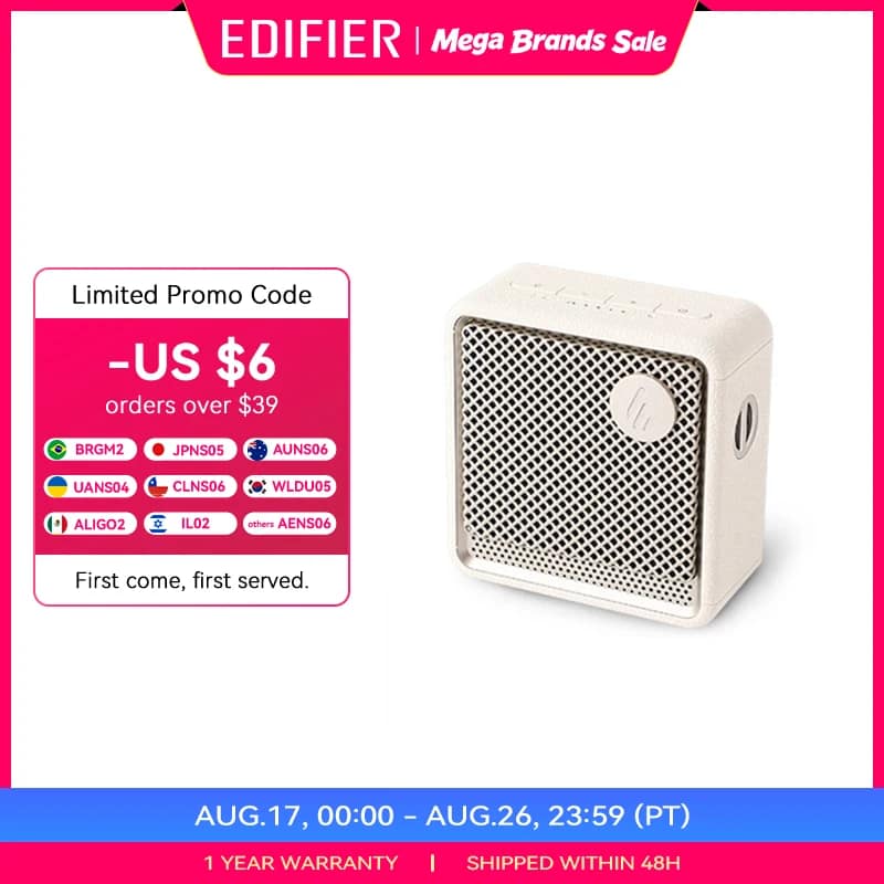 Edifier ES20 Portable Bluetooth Speaker Wireless Speaker IP67 Waterproof Light Effects Outdoor Speakers Deep Bass with Mic