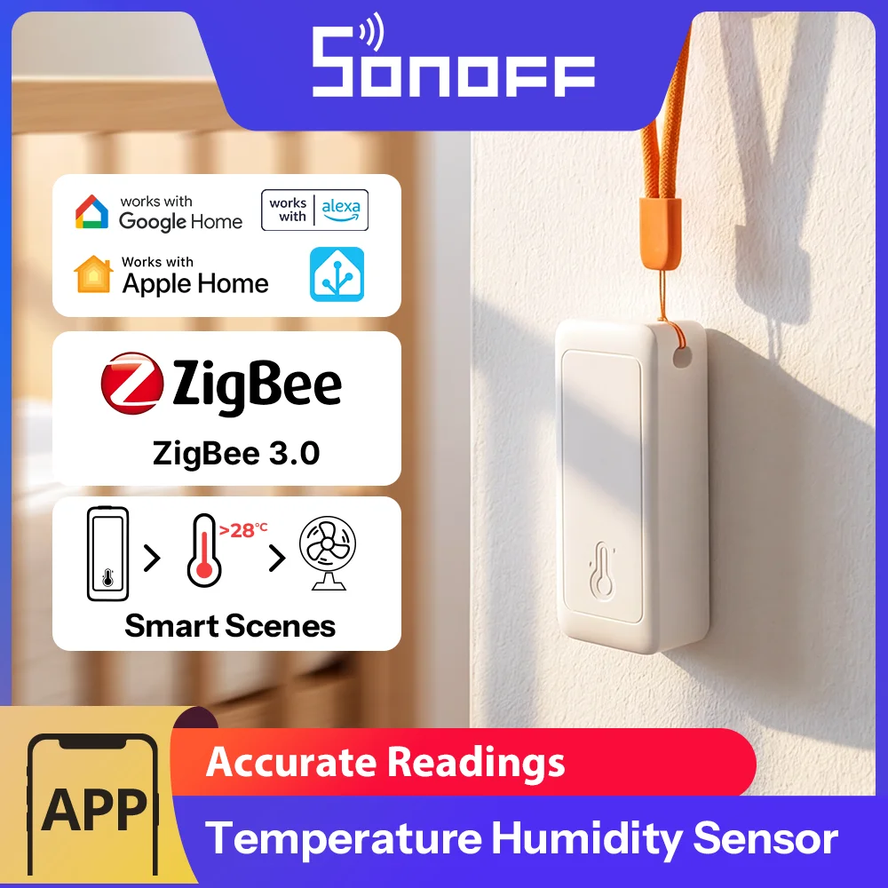 SONOFF Zigbee Temperature and Humidity Sensor Smart Home Airguard TH Lite SNZB-02B Ewelink APP Control Work With Alexa Google