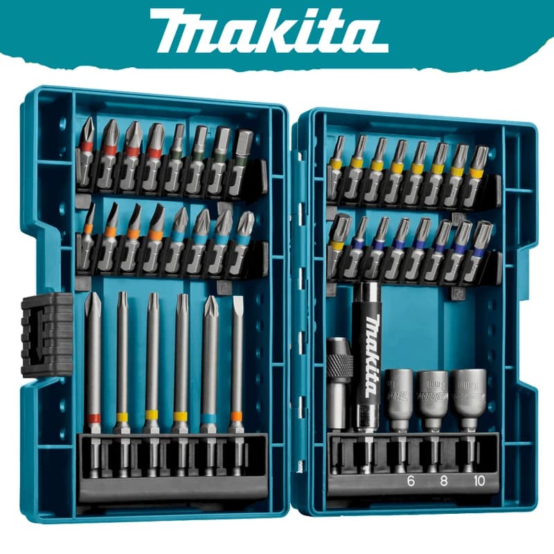 Makita B-55697 Electric Screwdriver Bits Set 43Pcs Colour Coded Cross Flower Type Hexagon Socket Bit Power Tool Attachments
