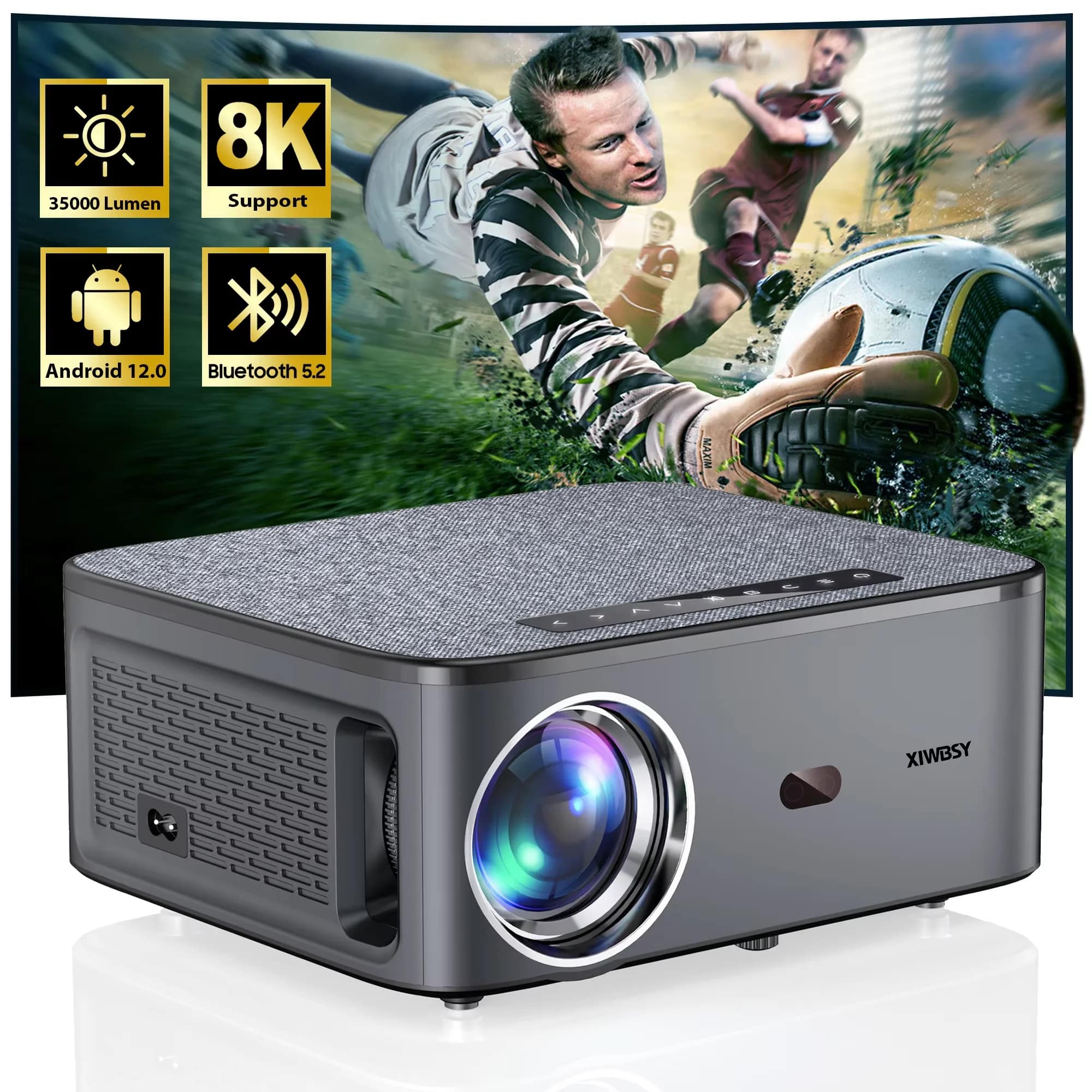XIWBSY 2025 New T08 Projector 35000Lumens Moive Daylight Projector Android 12.0 Smart Proyector 8K Decode AutoFocus Projector
