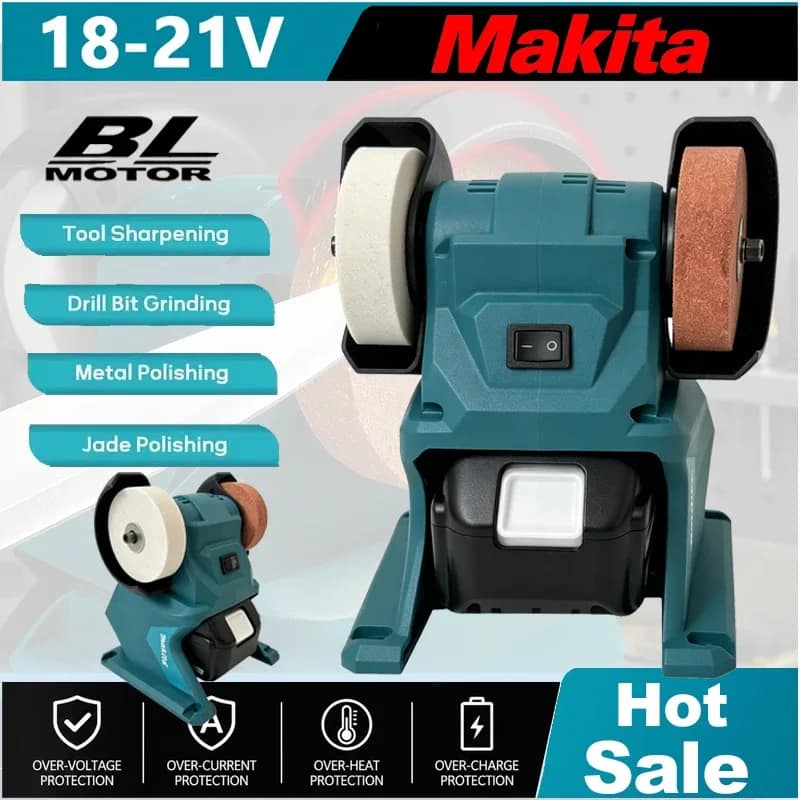 Makita 18V Cordless Bench Grinder | Dual Grinding Wheels for Metal, Stone Polishing & Knife Sharpening | Portable Power Tool