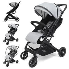 Foldable Baby Stroller Pushchair Adjustable Compact Travel Pram Canopy Raincover