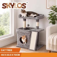Skylos Cat Tree Tower Large Perch Condo Sisal Scratcher Indoor Felines Grey