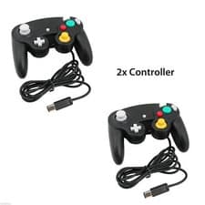 2X BLACK WIRED CLASSIC CONTROLLER JOYPAD GAMEPAD FOR NINTENDO GAMECUBE GC