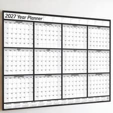 2027 Year Planner Wall Chart+Calendar+Holidays ✔12 Month Grid Landscape Calender