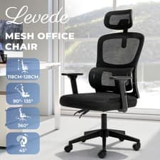 Office Computer Chair Mesh Ergonomic Lumbar Support with 3D Armrest Headrest