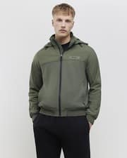 River Island Mens Bomber Jacket Green Hooded Zipped MCMXII Outerwear Top