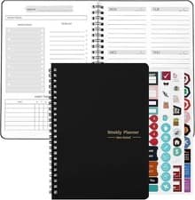 A5 Weekly Planner Notebook, Undated To Do List Notebook Diary 52 weeks of Daily