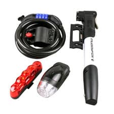 Muddyfox Bike Accessory Set - Bicycle Lights, Lock & Mini Pump Cycling Kit