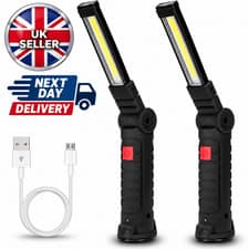 2PCS Work Light Rechargeable LED Magnetic COB Inspection Torch NEXT DAY DELIVERY