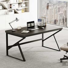 HSH Modern Black Office Desk Metal Legs 55 Inch Laptop Computer Gaming Sturdy