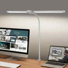 LED Desk Lamp Dual Head Clamp Double Table Reading Craft Office Home Light