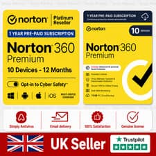 Norton 360 Premium Antivirus 2026 VPN  10 Device 1 Year - 5 Minute Delivery
