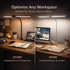 LED Desk Lamp Dual Head Clamp Double Craft Home Office Table Reading Light
