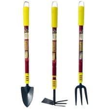 3pc Telescopic Garden Hand Tools Set Fork Trowel Weeder / Hoe Extending Handles