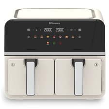 EMtronics 9 Litre Double Basket Air Fryer Large Digital Dual with Timer - Cream