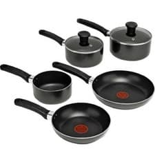 Tefal Delight B020S544 Non-Stick 5 pcs Frying Pan Saucepan Cookware Set, Black