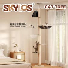 Skylos Floor to Ceiling Cat Tree Adjustable Height 206-300cm 6-Tier Cat Tower
