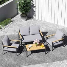 BIRCHTREE Garden Furniture Set 4-Seater with Coffee Table 4 Pieces 2-Seater Sofa