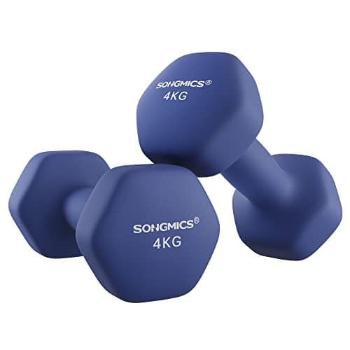 SONGMICS Set of 2 Hex Dumbbells, 2 x 4 kg, PVC Coating
