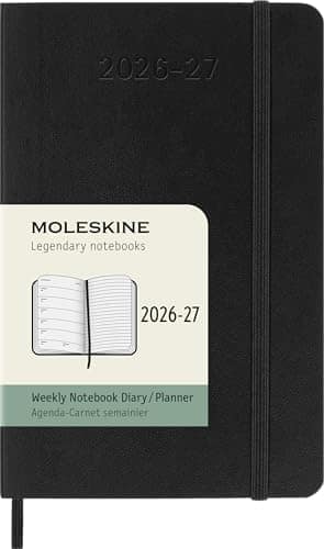 Moleskine Weekly Planner 2026 2027-18-Month Planner with Space for Notes, Soft Cover and Elastic Closure, Black Color, Pocket Size 9 x 14 cm