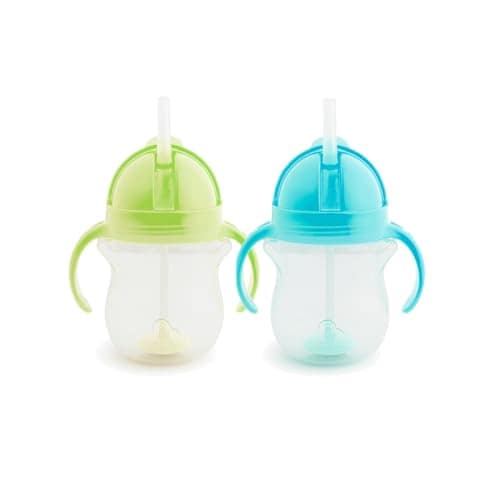 Munchkin 2 Pack Tip&Sip Baby & Toddler Weighted Straw Cups |Blue/Green