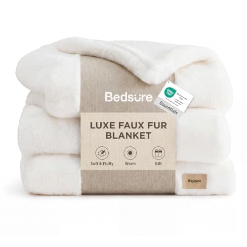 Bedsure Faux-Fur Throw Blanket, Soft Thick Blanket