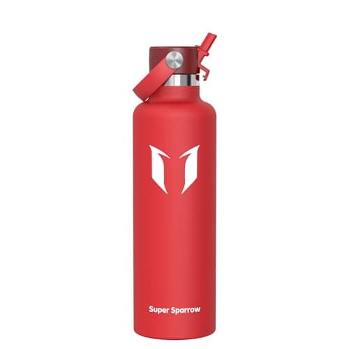 Sparrow Insulated Water Bottle 1L FlipFlow Metal Drinks Bottle with Straw