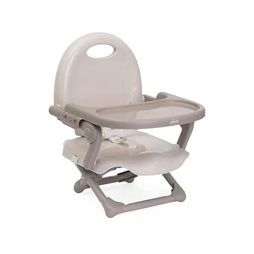 Chicco Pocket Snack Booster Seat for 6 Months to 3 Years (15kg) Portable Highchair with Adjustable Height, Foldable Design, Removable Tray and Safety Harness, Milky Way, 04079340490000