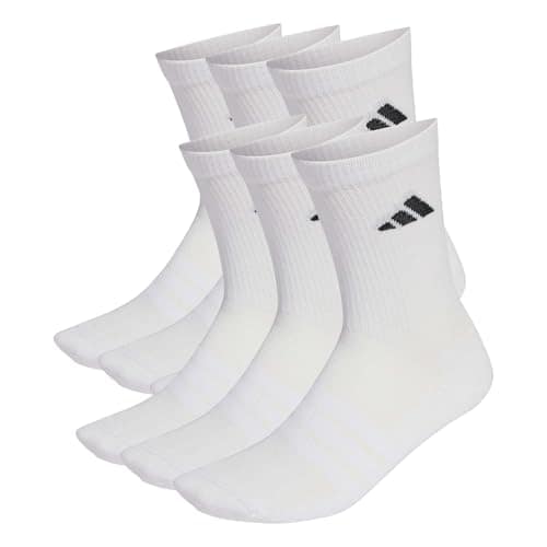 adidas Unisex Cushioned Crew Socks 6 Pair Pack, White/White/Black, 8.5-10