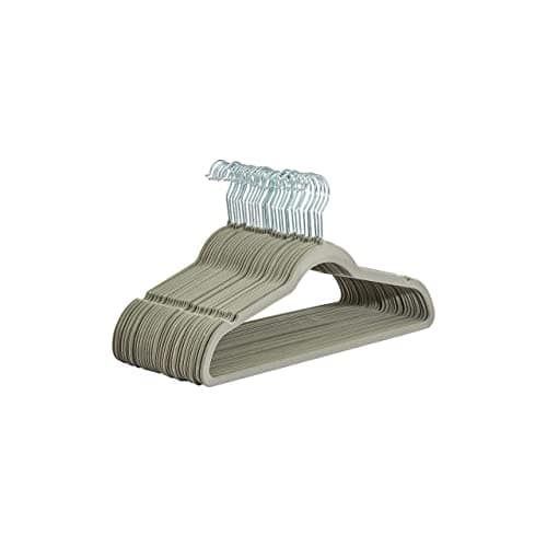 Amazon Basics Slim Velvet Non-Slip Suit Hangers, 30-Pack, Grey