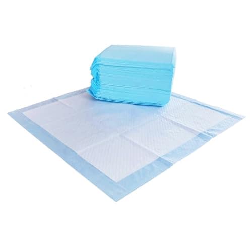 Amazon Basics Leakproof, 5-Layer, Scented Dog Pee Pads for Potty Training, 55.9 x 55.9 cm, Pack of 1, Regular (50 Count), Blue & White