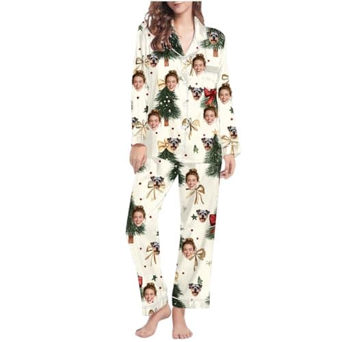 Personalised Women’s Christmas Pyjama Set with Face Photo
