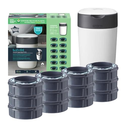 Tommee Tippee Twist & Click Nappy Bin Starter Set Odour & Germ Protection