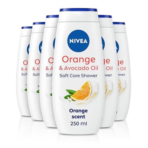 NIVEA Orange and Avocado Oil Soft Care Shower Cream, (6 x 250 ml)