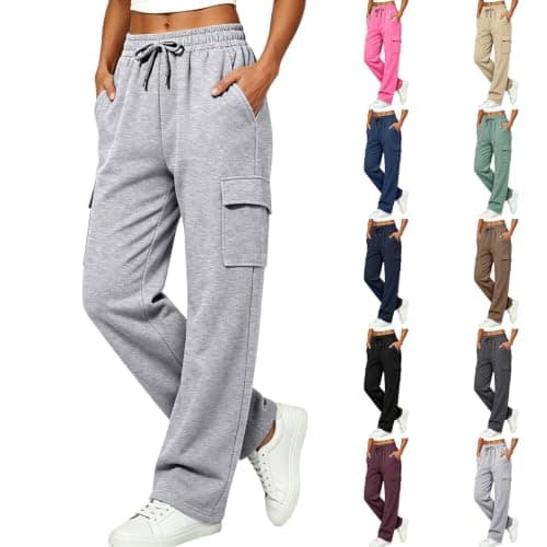 Women's High-Waist Wide-Leg Cargo Trousers with Pockets