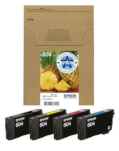 Epson 604 Pineapple, Genuine Multipack, Eco-Friendly Packaging, 4-Colours Ink Cartridges
