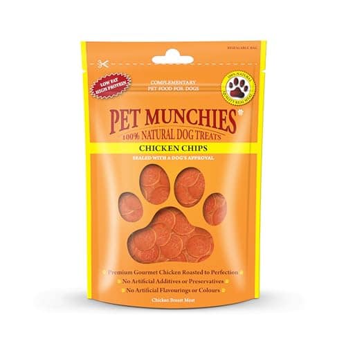 Pet Munchies Chicken Chips Dog Treats, Premium Dog Chews with Natural Real Meat, Low in Fat and High in Protein 100g (Pack of 8)