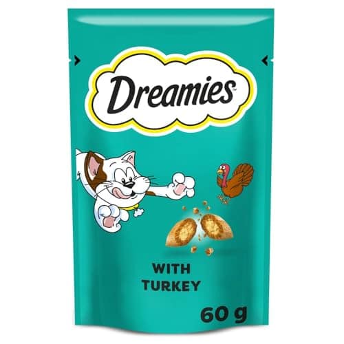 Dreamies Cat Treats, Tasty Snacks with Tempting Turkey, 8 Pouches of 60 g