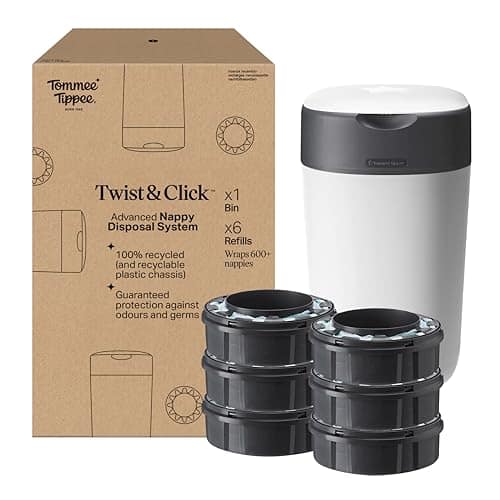 Tommee Tippee Twist & Click Nappy Bin Starter Set Odour & Germ Protection