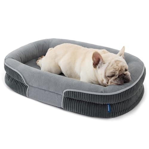 Bedsure Orthopedic Dog Beds Large - 360° Oval Bolster Large Pet Bed Sofa for Senior Dogs with Waterproof Washable Cover
