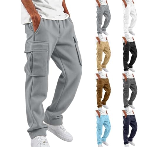 Mens Cargo Trousers Joggers Baggy Sweatpants Tracksuit Bottoms With Pockets | Elasticated Waist Jogging Bottoms Drawstring Cargo Pants Smart Casual Trousers for Gym Workout Walking Outdoor Activewear