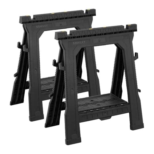 STANLEY Folding Workbench Sawhorse, Twin Pack, Ultra Cvompact, Folds Flat, Up to 450kg Max Load Capacity, STST1-70713
