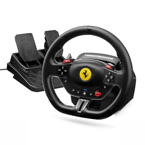 Thrustmaster T98 Ferrari 296 GTB Racing Wheel & Pedals – Official Ferrari Licensed Wheel for PS5, PS4 & PC – Bungee Cord Technology – Manettino Dial with 3 Driving Profiles – Black